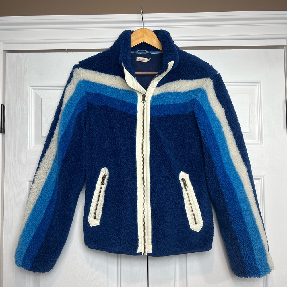 Faherty Blue and White Sherpa Jacket